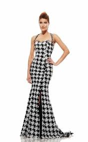 Johnathan Kayne 6086 Halter Houndstooth Pattern Long Gown Johnathan Kayne Evening Gown Dresses Formal Wear Dresses
