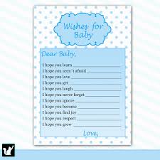 In addition to all these things, baby shower games are a must for the big event. Well Wishes For Baby Card Baby Boy Shower Printable Activity Game With Blue Polka Dots Baby Boy Cards Wishes For Baby Boy Baby Shower Wishes