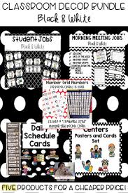 Black And White Classroom Decorating Ideas This Bundle Has Everything You Need To Decorate Your Classroom In A Black And White Theme It Contains Five Of My Bla Classroom Decor Decor Bundle Student Jobs