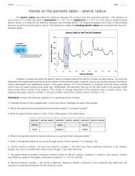 Which factor would be most likely to shrink the size of an atom's electron cloud? Atomic Radius Answer Key Periodic Trends Worksheet With Answers