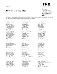 2020 Reviewer Thank You
