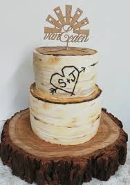 2 Tier Birch Tree Wedding Cake 2 Tier All Buttercream Birch Tree Wedding Cake With Custom Lasercut Topper Wedding Cake Tree Drip Cakes Buttercream Cake