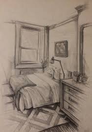 interior drawing bedroom pen drawing yatak odasi cizimi karakalem ic mekan cizim drawing mimari cizim taslaklari