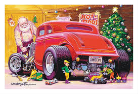 Hotrod Under The Tree Christmas Card Set Set Of 10 Cool Car Drawings Hot Rod Christmas Cards Hot Rods