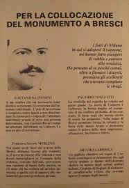 «.bresci gaetano alla pena dell'ergastolo, di cui i primi sette anni in segregazione cellulare continua, all'interdizione perpetua dei pubblici uffici, all'interdetto legale, alla perdita della capacità di testare, ritenendo nullo il testamento che per avventura fosse da lui stato fatto prima della condanna». Per La Collocazione Del Monumento A Bresci Ficedl Affiches
