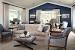 Dark Blue And Cream Bedroom