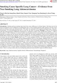 By the time it was diagnosed, it had advanced to stage iv. Smoking Cause Specific Lung Cancer Evidence From Non Smoking Lung Adenocarcinoma