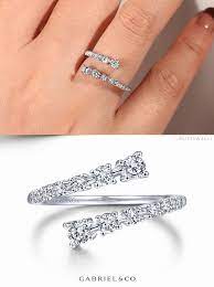 14k White Gold Diamond Bypass Open Ring Gold Diamond Wedding Band Diamond Diamond Fashion Rings
