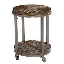 Its round shape means there are no sharp corners to catch on. Kirksjon Urban Industrial Round End Table White Limed Burnt Oak Aiden Lane Target