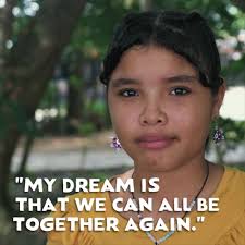 Everything I brought fit in a small suitcase. I took my clothes, my  notebooks and a few books.' Luisa, is 12 years old and one of over a  million people that have