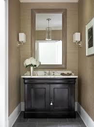 Taupe And Black Powder Rooms Transitional Bathroom Powder Room Small Black Powder Room Powder Room Wallpaper