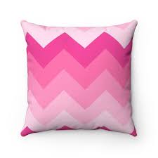 Hot Pink Pillow Chevron Ombre Fade Polyester Square Pillow Girls Bedding Bedroom Kids Room Decor Pink Sofa Couch Hot Pink Pillows Throw Pillows Pink Pillows