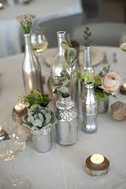 15 Silver Wedding Ideas Rustic Wedding Chic Wedding Reception Centerpieces Diy Diy Wedding Reception Bottle Centerpieces