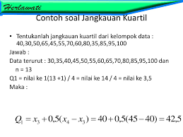 Tepi bawah kelas kuartil banyak data frekuensi kumulatif sebelum kelas kuartil frekuensi kumulatif kelas kuartil panjang kelas 1,2,3. Contoh Soal Jangkauan Antar Kuartil Data Berkelompok Contoh Soal Terbaru