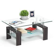 And that's where clear coffee tables come in. Tangkula Rectangle Glass Coffee Table Clear Coffee Table With Lower Shelf Wooden Legs Center Tables For Living Room Dark Brown Buy Online In Belize At Belize Desertcart Com Productid 106791672