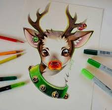 Reindeer Drawing Cartoon Art Prints Reindeer Drawing Christmas Drawing