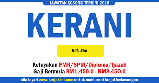 We did not find results for: Jawatan Kosong 2018 Kerani Pembantu Tadbir Kelayakan Pmr Spm Diploma Ijazah