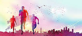 Multicolored Youth Run Background Course A Pied Image De Fond Illustration Vectorielle