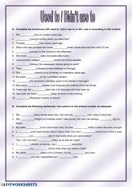 Used To Interactive Worksheet In 2020 English As A Second Language Worksheets English As A Second Language Esl