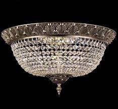 Corinthian Collection 22 Dia Large Brass Crystal Flush Mount Ceiling Light Grand Light