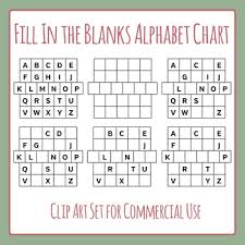 Alphabet Chart Fill In The Blanks Clip Art Set For Commercial Use