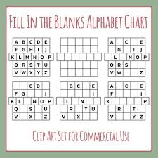 alphabet chart fill in the blanks clip art set for commercial use