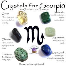 Crystals For Scorpio Aquamarine Citrine Lapis Lazuli Malachite Obsidian Turquoise In 2020 Crystals Crystal Healing Stones Zodiac Stones