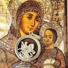 Colgante de San Jorge, Tierra Santa, Medallón lleno de tierra de Jerusalén,  Colgante de plata de ley