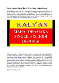 Kalyan Matka Results Kalyan Chart By Satta Matkau Issuu