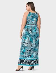 Plus Size Palm Print Halter Knit Maxi Dress Dressbarn Maxi Knit Dress Maxi Dress Dresses