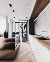 Cuisine Design Lineaire Bois Et Laque Decoration Design Kitchen Cuisine Moderne Cuisines Design Cuisines Maison