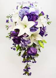 Get the best deal for purple silk wedding flowers, petals & garlands from the largest online selection at ebay.com. Cascade Bridal Bouquet With Real Touch Purple Roses Real Touch Lilies Songs From The Garden