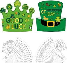 24 Pcs St. Patrick's Day Coloring Crown Crafts Kit for Kids Shamrock Paper  Clover Crown Hat for Irish St Patricks Classroom School and Holiday Craft  ...