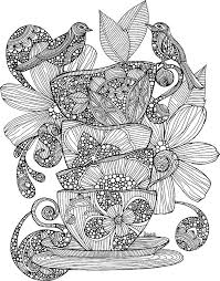 Teacups Birds And Flowers Valentina Harper Jpg 706 900 Flower Line Drawings Flower Drawing Tea Cup Drawing
