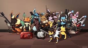 demoman (tf2), eevee, engineer (tf2), espeon, flareon, glaceon, heavy  (tf2), jolteon, leafeon, medic (tf2), pyro (tf2), scout (tf2), sniper  (tf2), soldier (tf2), spy (tf2), sylveon, umbreon, vaporeon, creatures  (company), game freak, nintendo,