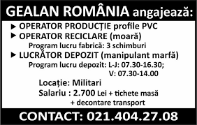 Oferte de la companii de top din moldova. Angajare Gealan Romania Angajeaza Operator Productie Profile Pvc Anuntul Ro E0embr