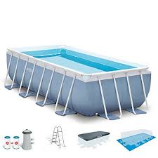 Intex Rectangular Frame Prism Pool Set With Filter Pump Ladder Ground Cloth Pool Cover 16 Ft X 8 Rectangular Pool Rectangular Swimming Pools Pool Cover