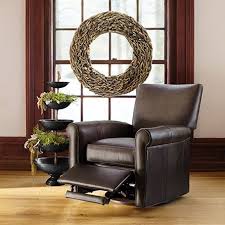 Duvall 35 Leather Swivel Recliner In Lear Chocolate Living Room Recliner Tiny House Furniture Home Living Room