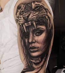 Woman And Tiger Tattoo Venice Tattoo Art Designs Headdress Tattoo Tiger Tattoo Arrow Tattoos