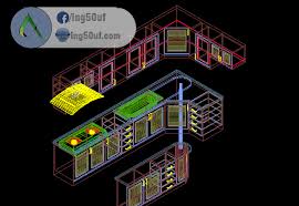 مجموعة بلوكات مطبخ 2d 3d اوتوكاد Dwg