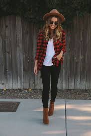 Black And Red Checkered Shirt Outfit Red And Black Checked Shirt Over White Tee And Black Jeans With Tan Hat And Boots Cute Outfits Fashion Fall Winter Outfits
