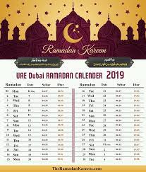 Uae Ramadan Calendar Timetable 2019 Ramadan Ramadan Kareem Prayer Times
