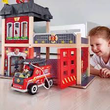 Find other fire station in . Hape City Fire Station With Fire Engine Fireman And Heli Hobbies Toys Toys Games On Carousell
