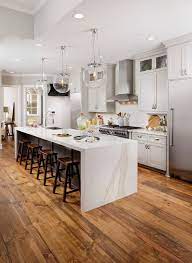 waterfall island kitchen transitional with recessed lighting countertop light design remodel custom islands that look like furniture