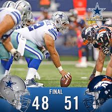 View results for regular season and postseason games between the dallas cowboys and denver broncos. Dallas Cowboys On Twitter Final Cowboys 48 Broncos 51 Cowboysnation Http T Co Bqyu5jcdpo