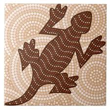 Aboriginal Lizard Dot Painting Ceramic Tile Zazzle Com Dot Painting Aboriginal Dot Painting Polka Dot Art