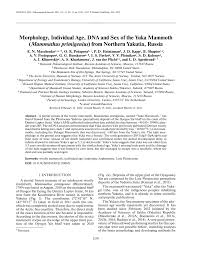 PDF) Morphology, Individual Age, DNA and Sex of the Yuka Mammoth (Mammuthus  primigenius) from Northern Yakutia, Russia