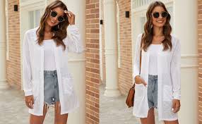 Newchoice Womens Casual Lightweight Cardigans Summer Long Sleeve Open Front Cardigan With Pockets S 3x At Amazon Women S Clothing Store