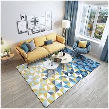 Black And Yellow Rugs Fashion Modern Abstract Geometric Blue Yellow Triangles Door Bat Yellow Decor Living Room Blue And Yellow Living Room Rugs In Living Room