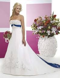 Satin A Line Wedding Dress With Royal Blue Train Blue Wedding Dresses Online Wedding Dress Grecian Wedding Dress